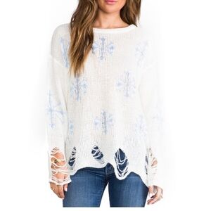 WILDFOX Lennon Snowflake White Label Sweater